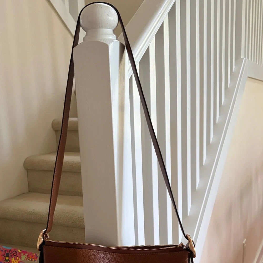 Coach Val Duffle Shoulder Bag Redwood Brown w Gold Pebbled Leather EUC - Picture 12 of 16